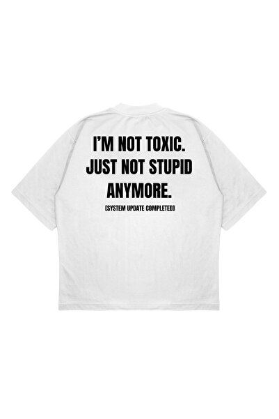 PURE EFFECT Унісекс Oversize IM NOT TOXIC з принтом Boxy Fit з товстої тканини T-Shirt