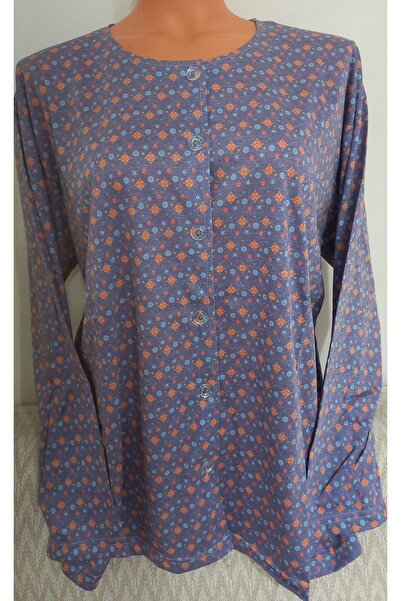 Anne Er Clothing Paper Print Combed Cotton Blouse Long Sleeve Front Buttoned Patterned