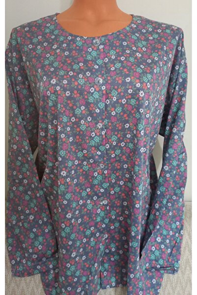 Anne Er Clothing Paper Print Combed Cotton Blouse Long Sleeve Front Buttoned Patterned