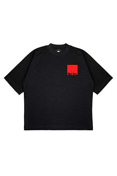 PURE EFFECT Tricou unisex oversize YEEZUS DISK cu imprimeu Boxy Fit din țesătură groasă