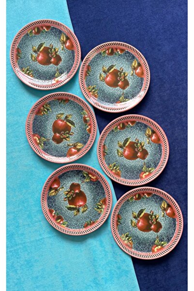 Yiğit Seramik Züccaciye Hürrem Sultan 6 Pieces Dessert Plate (Apple)
