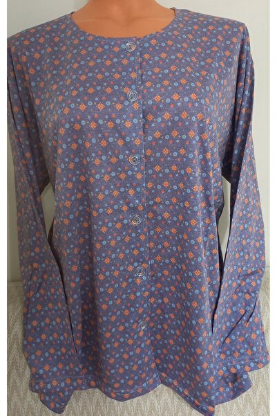 Anne Er Clothing Paper Print Combed Cotton Blouse Long Sleeve Front Buttoned Patterned
