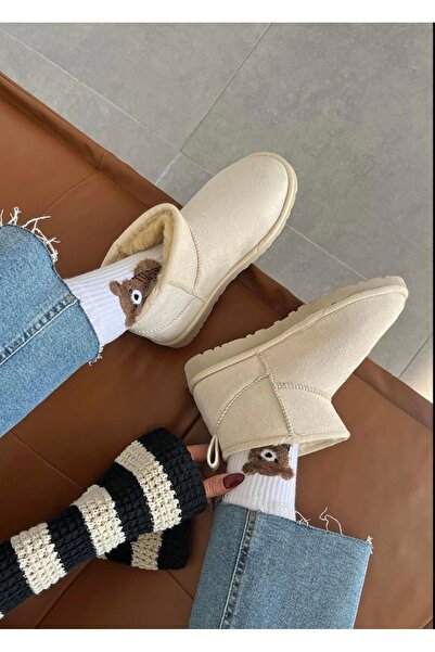 Sivarro Ультра міні класичні замшеві жіночі черевики з хутром - кремові