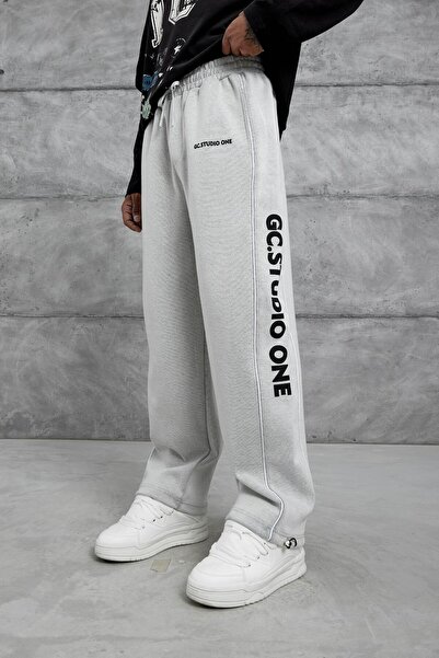 NOMARC Men's Gray Gc Studio Lettered Baggy Fit Sweatpants