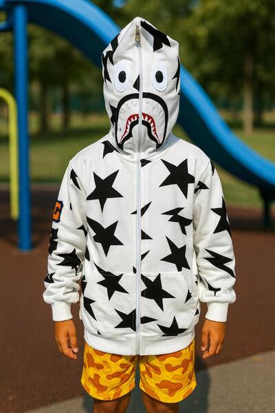 AXXAN Unisex Bape Embroidered Seasonal 2-Thread Cardigan with Open Eye Area