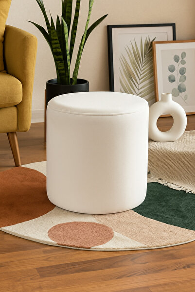 elissa home Arya Puf-Silindir - Kadife (Babyface )Kumaş -Kolay Silinebilir