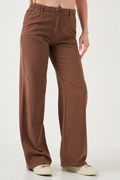 Lela Cotton Standard Fit High Waist Wide Leg Pants Pants 668Yp5193