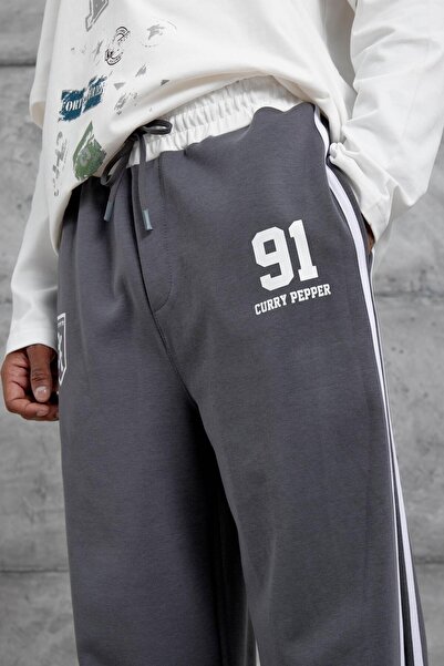 NOMARC Erkek Gri 91 Curry Pepper Baskılı Eşofman Altı