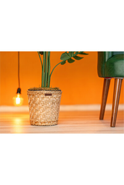 El Yapımı Hasır Saksılık 24x24 cm | Doğal Dekoratif Bitki Organizer ve Düzenleyici