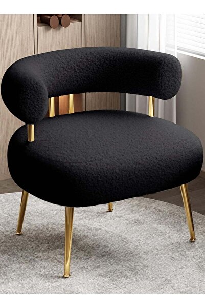 House One SEYNAR Mid Century Sherpa Boucle Accent Chair, Round Upholstered Barrel Arm Chair for Small Spaces