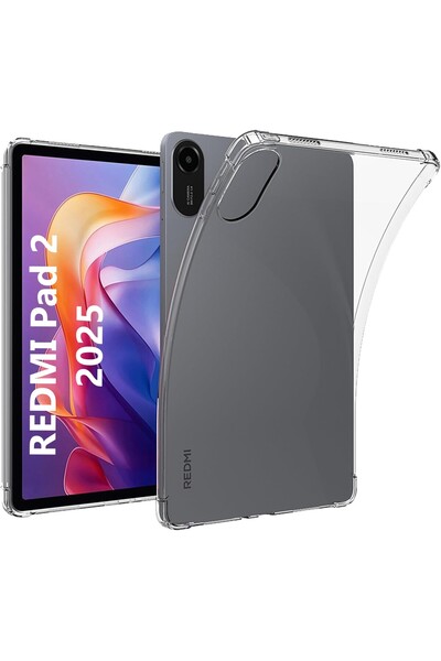 TEKNETSTORE Xiaomi Redmi Pad 2 11 İnç 2025 Kılıf Şeffaf Silikon Köşe Korumalı Clear Darbe Emici Arka Kapak