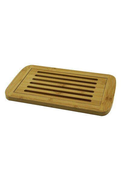 Go İthalat Wooden Bamboo Cutting Board with Grid and Compartment 21X36Cm (5273)
