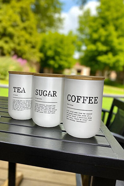 Home Favora 3’lü Bambu Kapaklı Beyaz Cam Kavanoz Saklama Kabı Seti 1000 ml