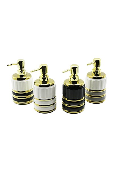 Go İthalat Bottle Gold Lid - Boğum Ceramic Liquid Soap Dispenser 7.5X10.5Cm (5273)