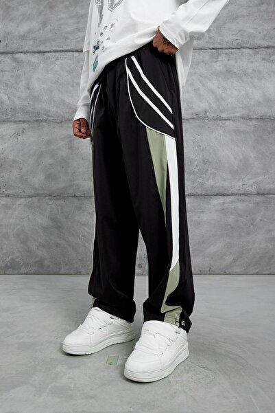 NOMARC Black Parachute Fabric Baggy Tracksuit with Detailing
