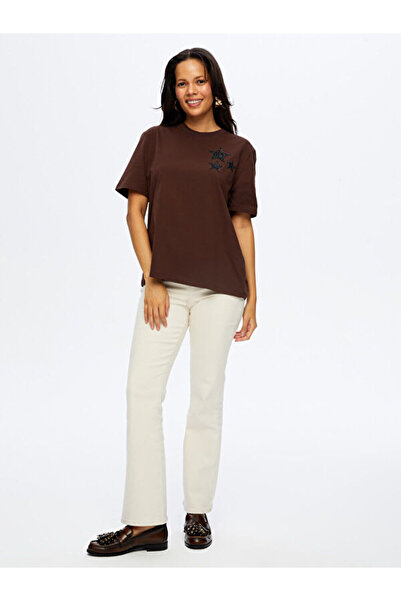 Faik Sönmez Star Stone Print Detailed Round Neck T-Shirt W26Tsh092