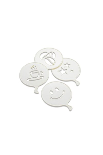 Go İthalat 4 Pcs Decoration Template Plastic Coffee Cup - Star - Smiling Face - Clown (5273)
