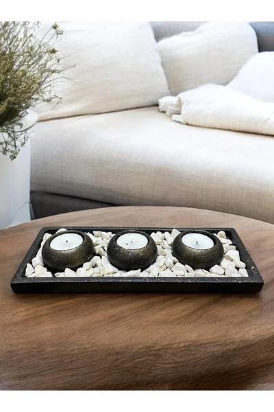 Porselian Türkiye’de Üretilen Dekoratif 3’lü Beton Mumluk Seti