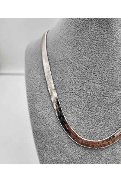 İnci Mercan Bujiteri İtalyan Ezme Yassı Zincir - Gümüş Renk