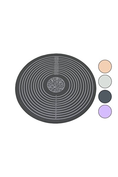Go İthalat Round Colorful Silicone Dough Mat with Scale Drawing 190Gr Diameter: 45cm (5273)