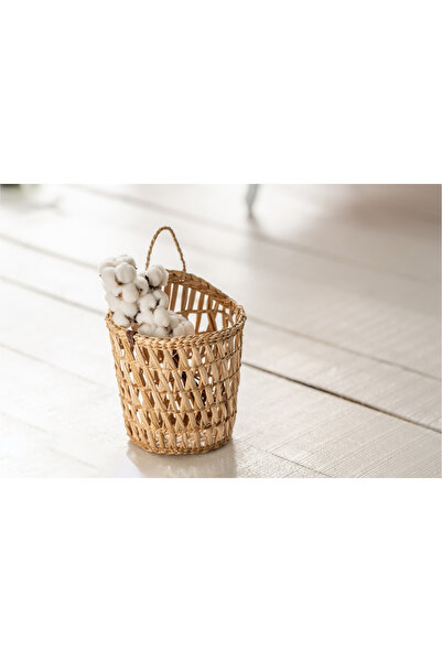 AtanDu Home %100 El Yapımı Doğal Hasır Kapı Süsü | 17x27 cm | Dekoratif & Çok Amaçlı | Askılı Sepet