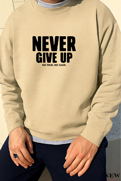 New Shine Never Give up Printed Crew Neck Sweatshirt