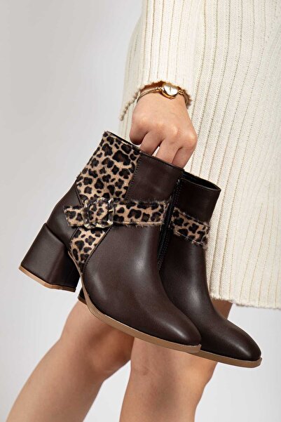 SEDRİK yandan bantlı & tokalı yeni sezon leopar deyatlı kalın topuklu ses çıkarmaz suya dayanıklı bot