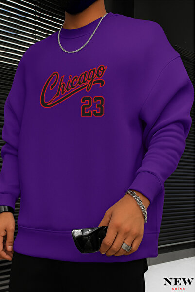 New Shine سويت شيرت شيكاغو 23 مطبوع برقبة دائرية