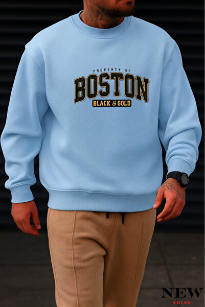 New Shine سويت شيرت بياقة دائرية مطبوعة من بوسطن