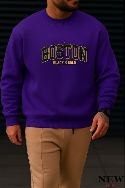 New Shine سويت شيرت بياقة دائرية مطبوعة من بوسطن