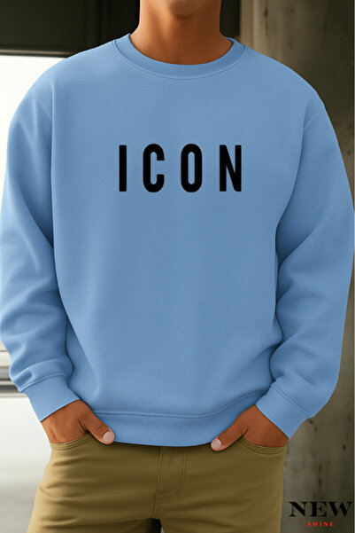 New Shine سويت شيرت برقبة دائرية مطبوع عليه أيقونة