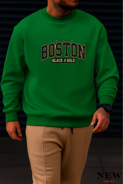 New Shine Boston Printed Crew Neck Sweatshirt