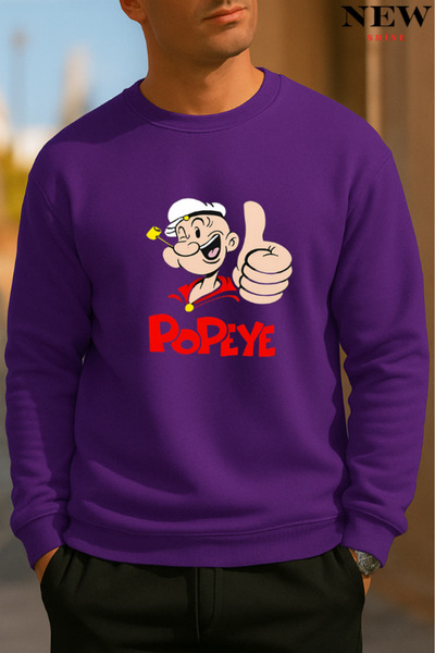 New Shine سويت شيرت بطبعة بوباي برقبة دائرية