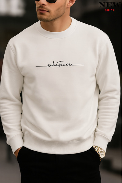 New Shine What Ever Printed Crew Neck Sweatshirt