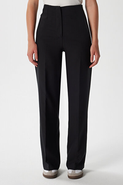 Ritnice Kadın Glen Tok Dokulu Filetolu Kancalı Siyah Palazzo Pantolon 2001
