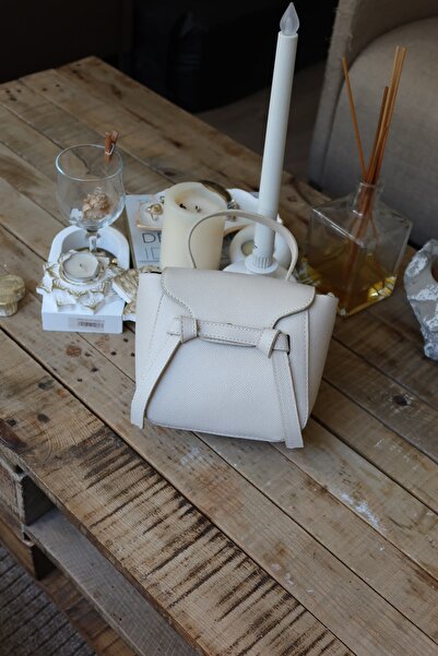 Moom Bag Women's Cream Stripe Detailed Daily Hand Shoulder Bag