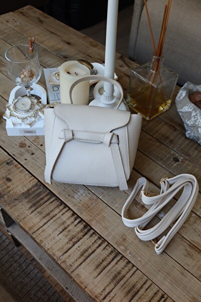 Moom Bag Women's Cream Stripe Detailed Daily Hand Shoulder Bag