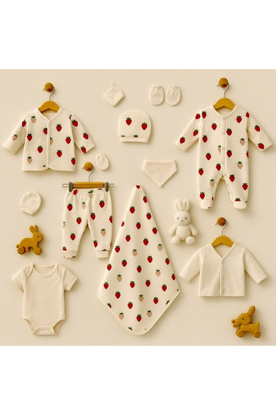 KapsülBebek 100% Organic Cotton 10-Piece Newborn Hospital Discharge Bodysuit Set – Patterned Baby Set 0-3 Months
