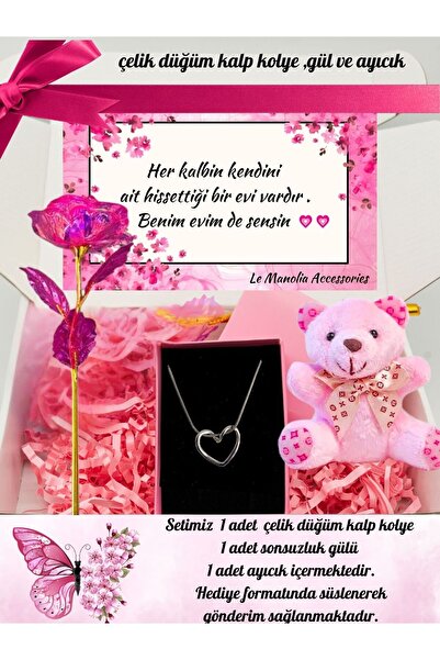 Le Manolia Accessories kararmaz çelik düğüm kalp kolye ,ayıcık ve sonsuzluk g...