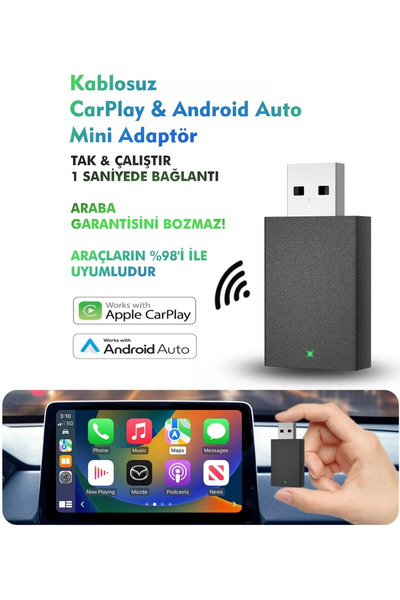 Lisinya جهاز دونجل USB لاسلكي لنظام Android Auto/Car Play ( )