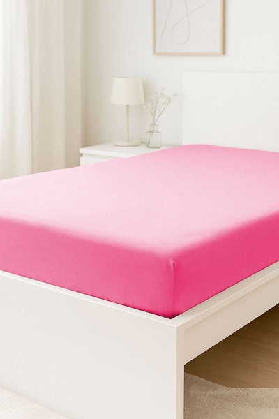 merland benvecocuk Double Size Plain Combed 100% Cotton Fitted Sheet 180X200 Newsheet Purple