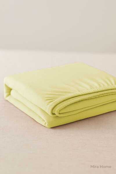 merland benvecocuk Single Flat Combed Cotton 100% Cotton Fitted Sheet 100X200 cm Newsheet Yellow