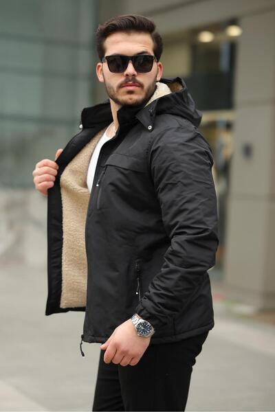 FLUEND MODA Чоловічий хутряний пальто знімний капюшон