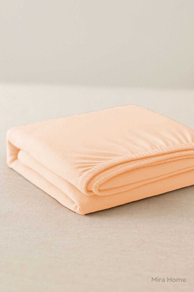 merland benvecocuk Single Person Plain Combed Cotton & # 37;100 Cotton Fitted Sheet 100X200 cm Newsheet Salmon