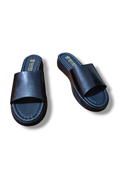 BARONES SHOES Genuine Leather Single Strap High Sole Slippers