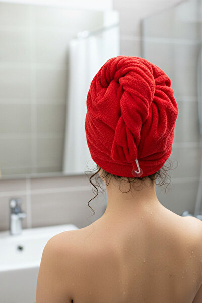 ROVAOS منشفة شعر روبي - منشفة شعر قطنية 100% بأزرار للحمام وصالونات التجميل