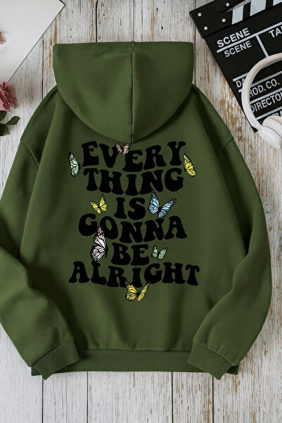 CLASSY.MODA Унисекс суитшърт с качулка и принт | Мотив с пеперуди и детайлен текст, удобен и модерен ежедневен стил