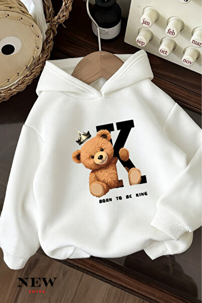 New Shine Детска суитшърт с качулка и мечешки принт