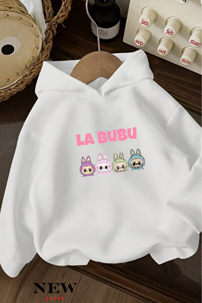 New Shine Labubu Printed Children's Hooded Sweatshirt