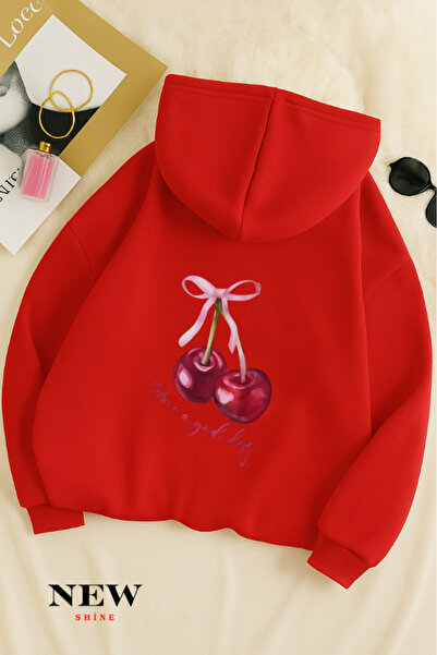 New Shine Cherry Printed Children's Hooded Sweatshirt
